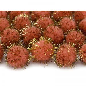 Pompony brokatowe PartyDeco 2cm Pomarańczowe, 20szt